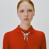 Pre-order ~ Gift Set // Double Bow Pearl Necklace & Earrings in Pink Opal