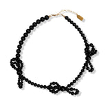 Dauphin Triple Bow Onyx Necklace