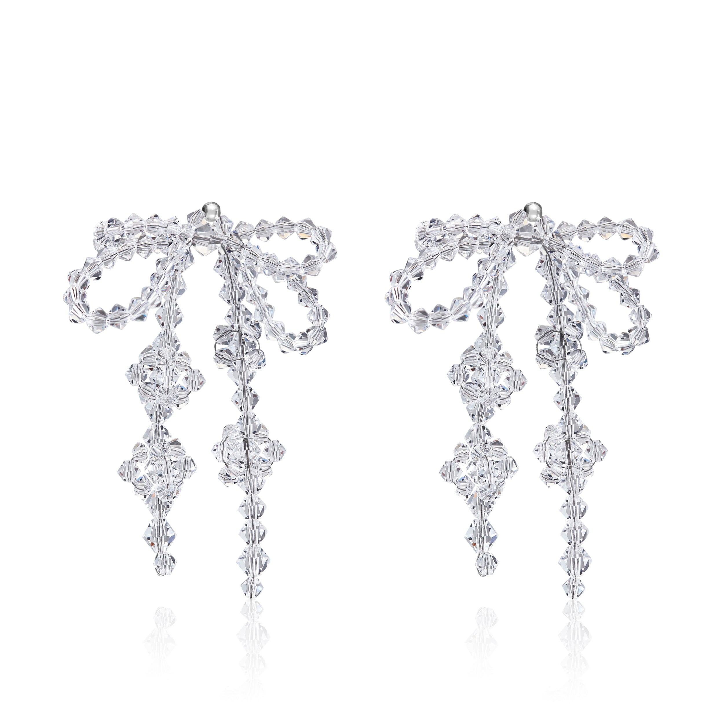 Double Bow Earrings ~ Crystal