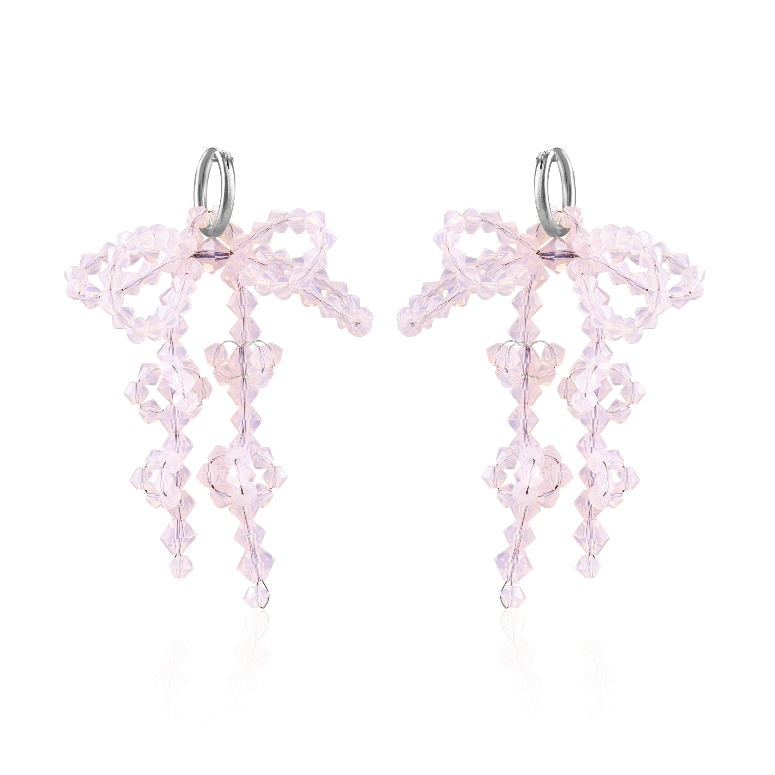 Double Bow Earrings ~ Pink Opal