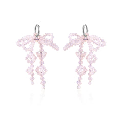 Double Bow Earrings ~ Pink Opal ~ Gold or Silver