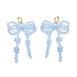 Double Bow Earrings ~ Blue Opal
