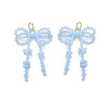 Double Bow Earrings ~ Blue Opal