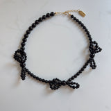 Dauphin Triple Bow Onyx Necklace