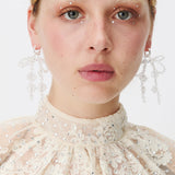 Pre-order ~ Gift Set // Double Bow Pearl Necklace & Earrings in Clear Crystal