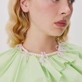Multi Bow Crystal & Pearl Necklace ~ Pink Opal