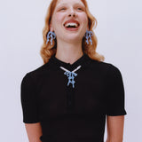 Pre-order ~ Gift Set // Double Bow Pearl Necklace & Earrings in Blue Opal