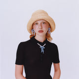 Pre-order ~ Gift Set // Double Bow Pearl Necklace & Earrings in Blue Opal