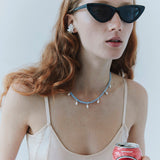 Emilia Crystal Necklace in Blue Opal