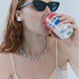 Emilia Crystal Necklace in Blue Opal