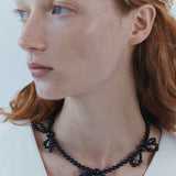 Dauphin Triple Bow Onyx Necklace