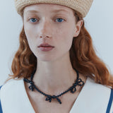 Dauphin Triple Bow Onyx Necklace