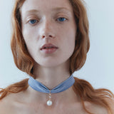 The Martha Necklace - Dusty Blue Velvet